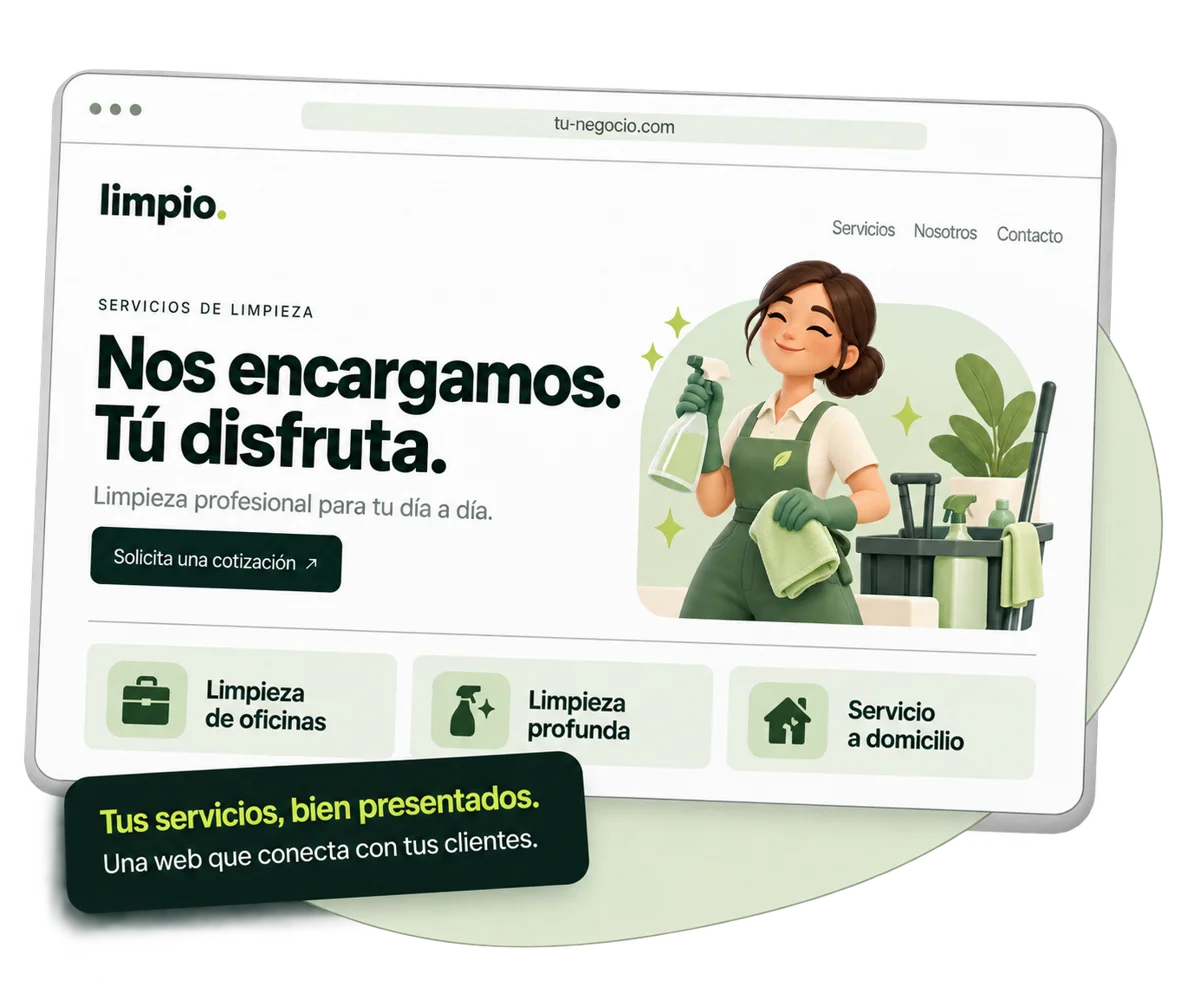 Ejemplo ilustrativo de web para servicios para hogares y empresas